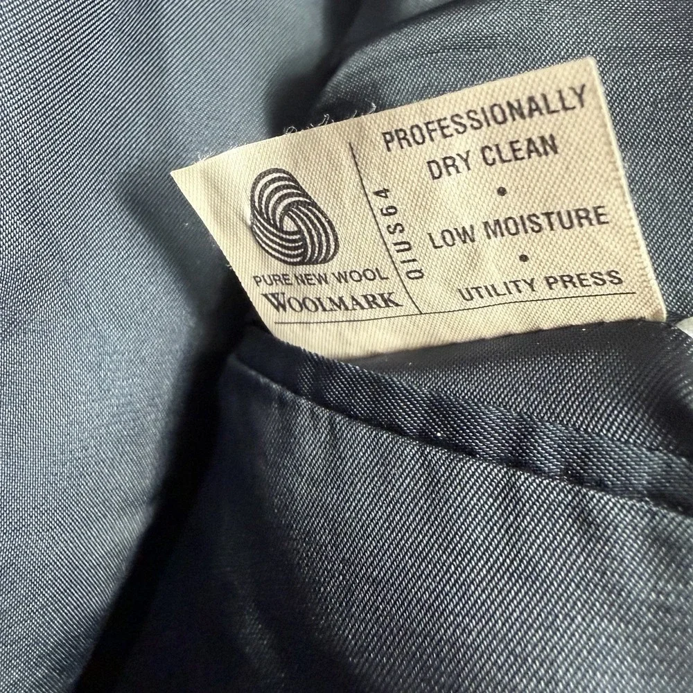 Hart Schaffner Marx 42L Gray Herringbone Wool Blazer Sport Coat 2 Button Woolmar - Picture 5 of 14